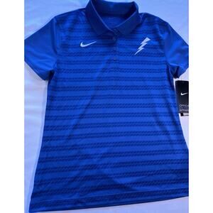 Nike Dri-FIT Women’s Blue Striped Lightening bolt Golf Polo Collared S